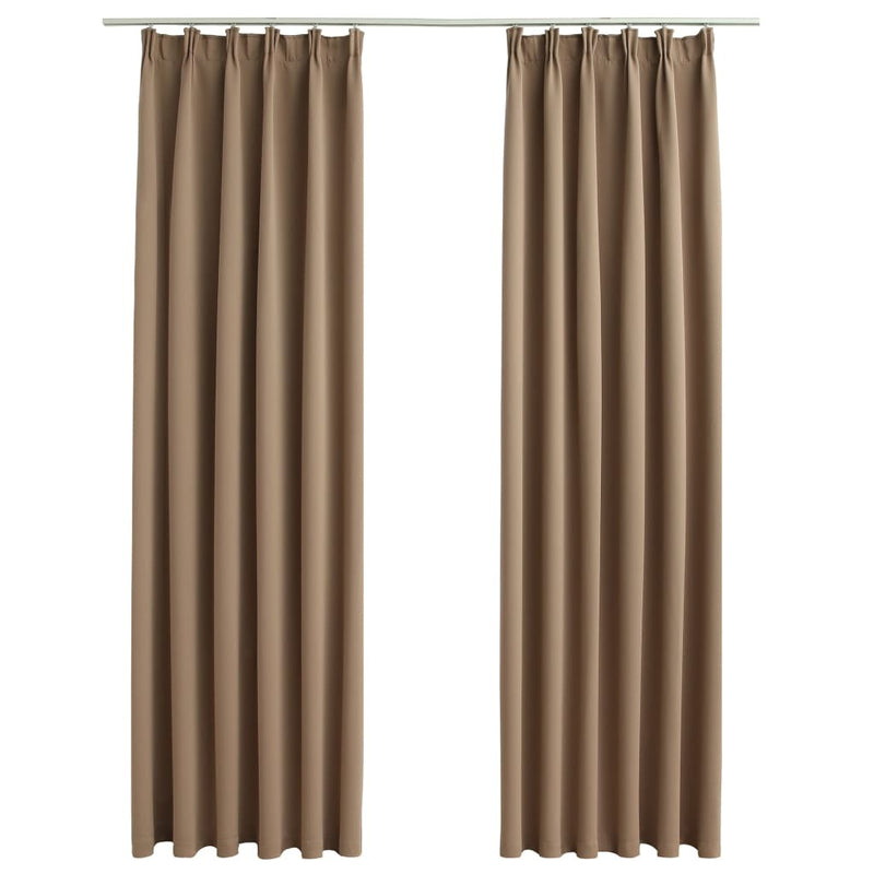 Blackout Curtains with Hooks 2 pcs Taupe 140x225 cm