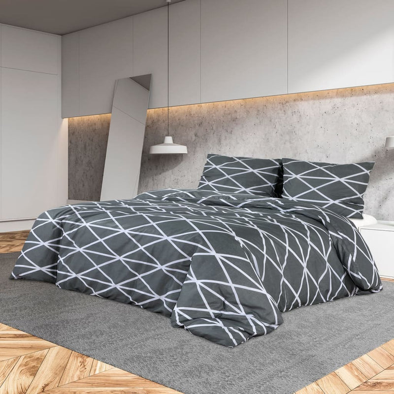 Duvet Cover Set Grey 260x240 cm Cotton