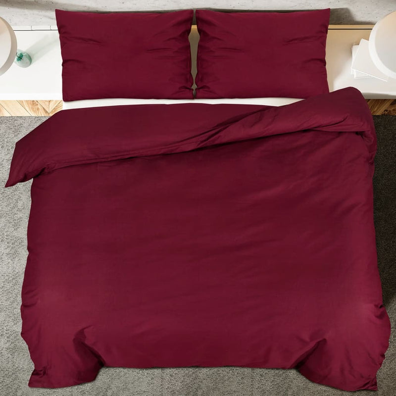 Duvet Cover Set Bordeaux 200x200 cm Cotton