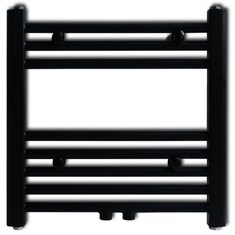 Black Bathroom Central Heating Towel Rail Radiator Straight 480x480mm