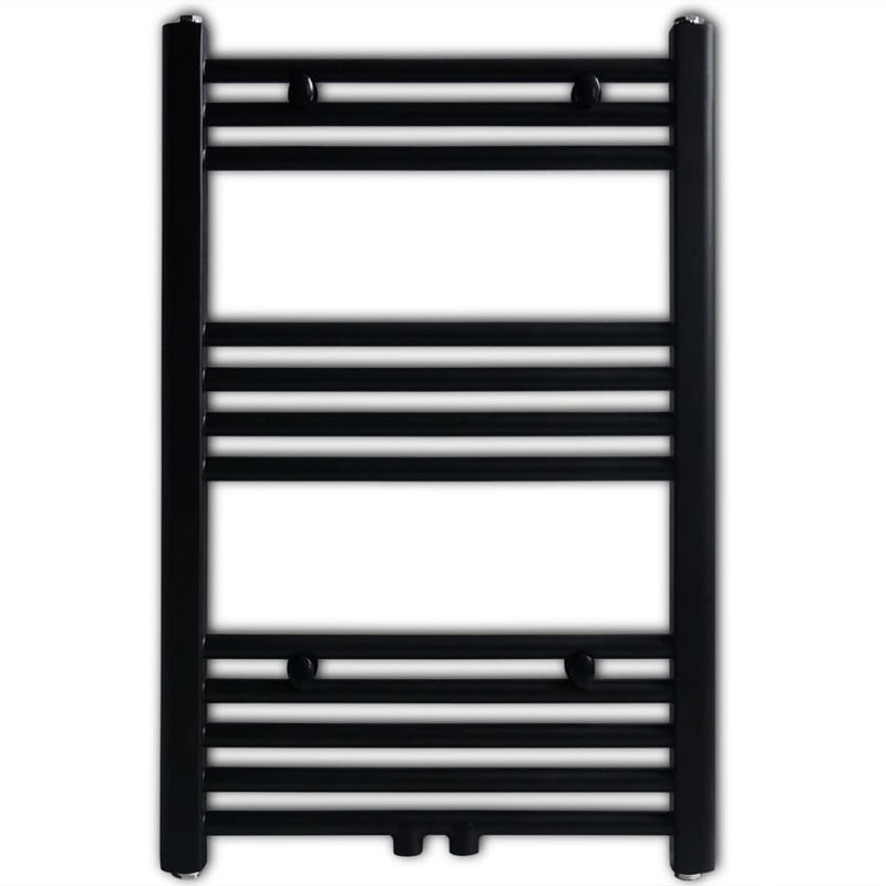 Black Bathroom Central Heating Towel Rail Radiator Straight 500x764mm