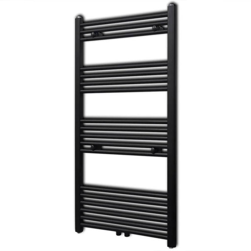 Black Bathroom Central Heating Towel Rail Radiator Straight 600x1160mm