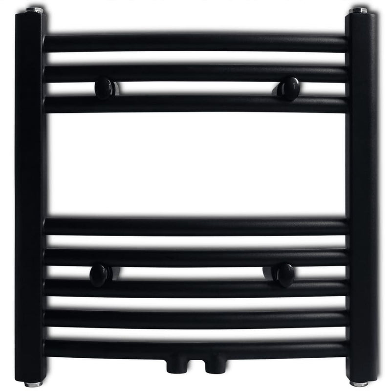 Black Bathroom Central Heating Towel Rail Radiator Curve 480x480mm