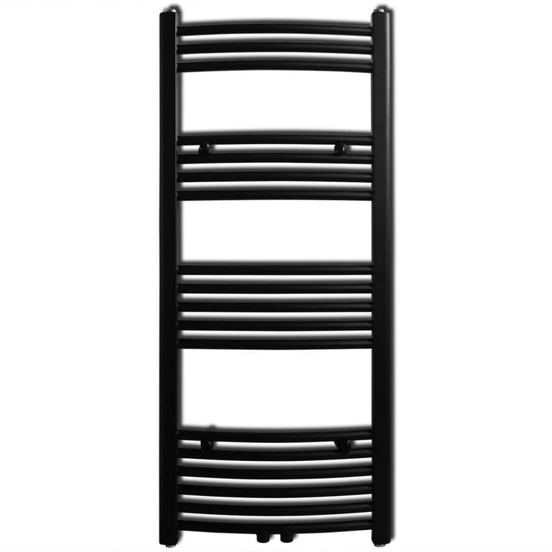 Black Bathroom Central Heating Towel Rail Radiator Curve 500x1160mm