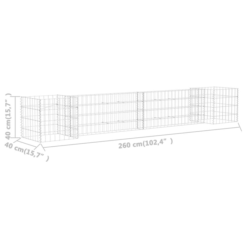 H-Shaped Gabion Planter Steel Wire 260x40x40 cm