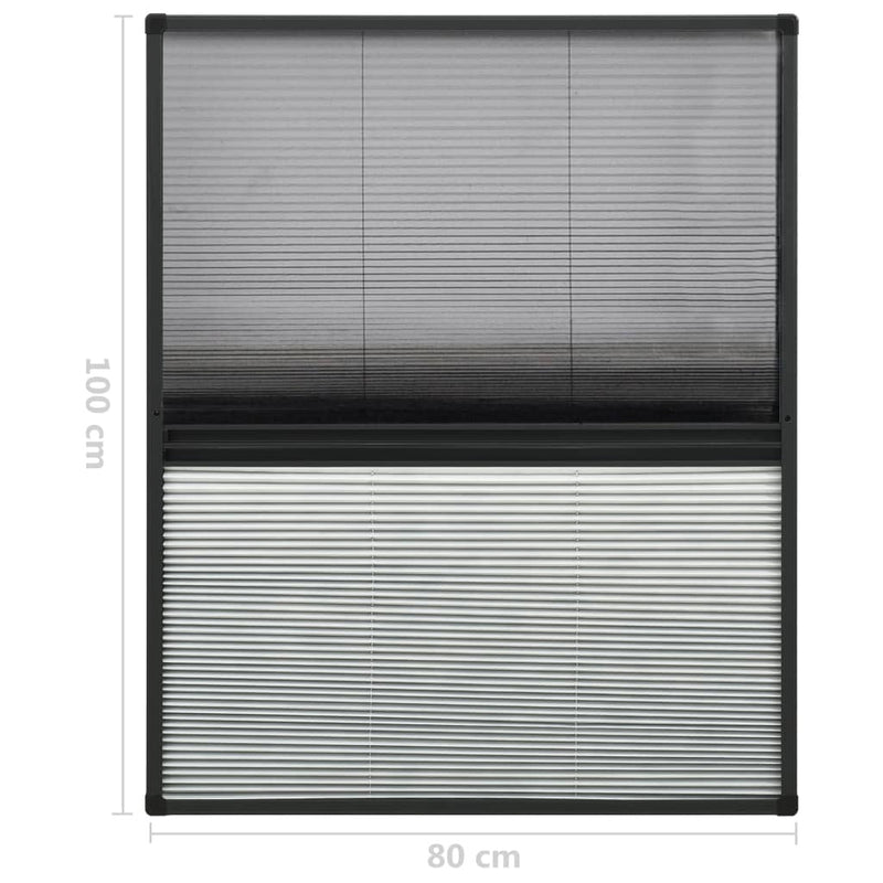 Plisse Insect Screen for Windows Aluminium 80x100cm with Shade