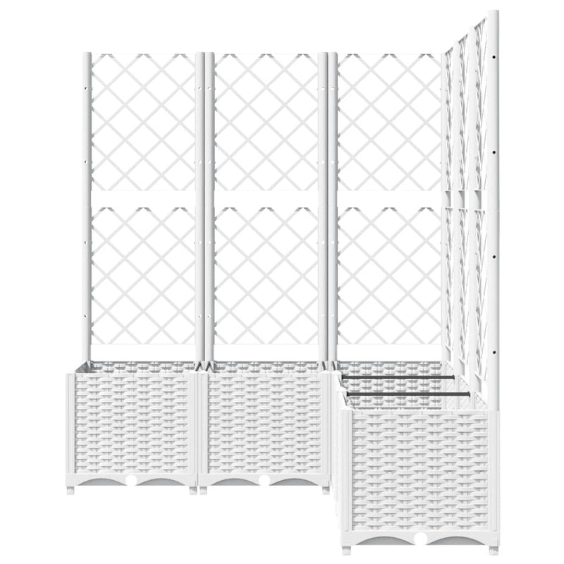 Garden Planter with Trellis White 120x120x136 cm PP