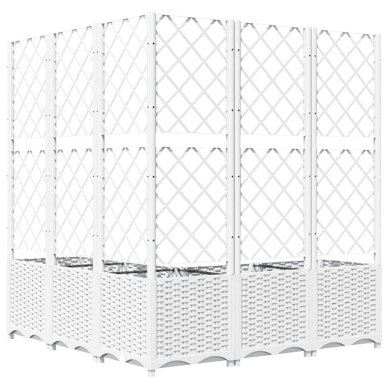 Garden Planter with Trellis White 120x120x136 cm PP