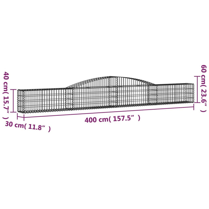 Arched Gabion Basket 400x30x40/60 cm Galvanised Iron