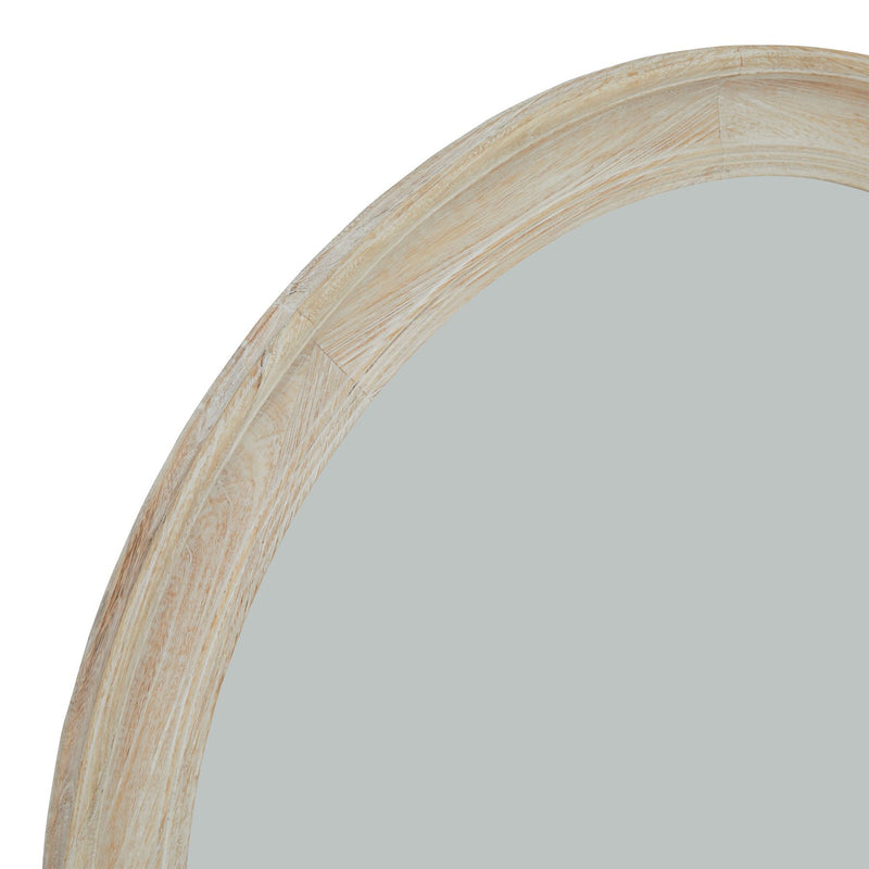 Washed Wood Round Framed Large Mirror