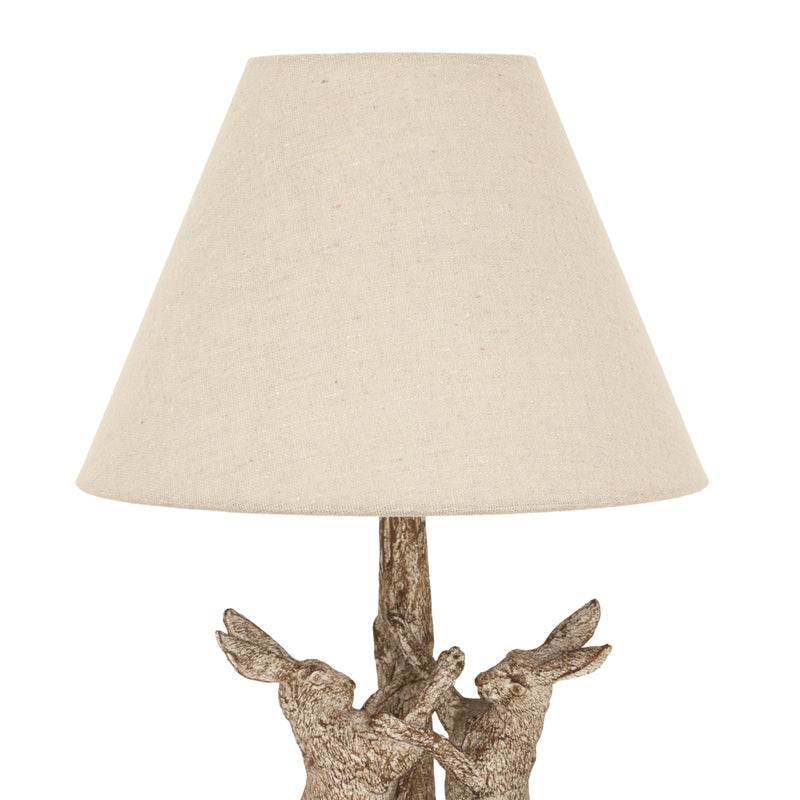 Stonewashed Marching Hares Lamp With Linen Shade