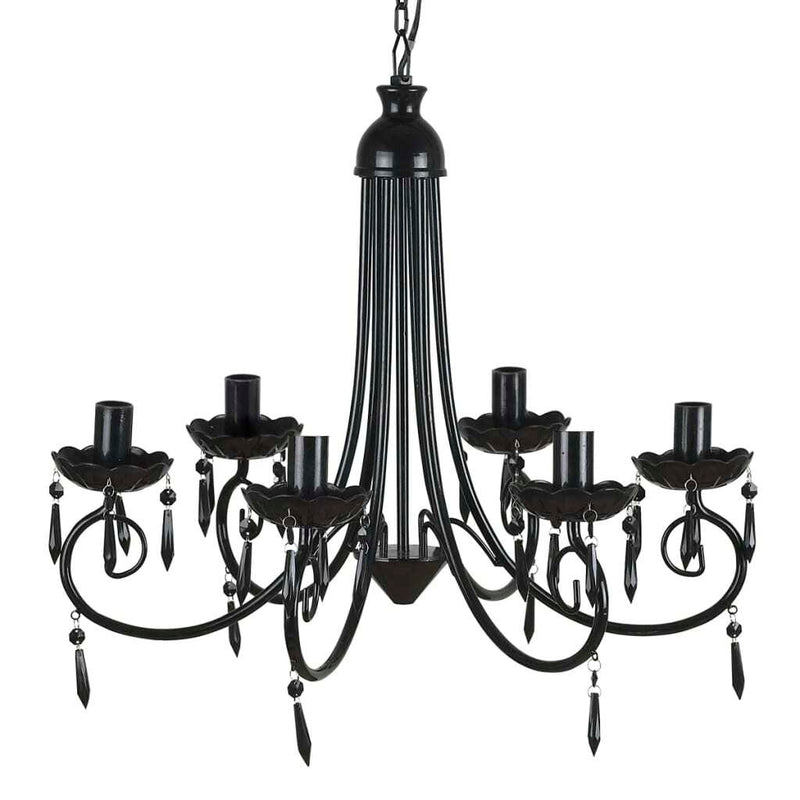 Pendant Ceiling Lamp Elegant Chandelier Black 6 Bulb Sockets