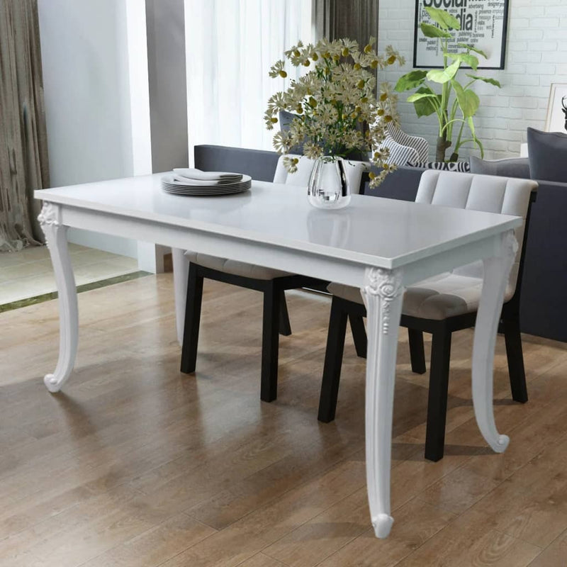 Dining Table 116x66x76 cm High Gloss White