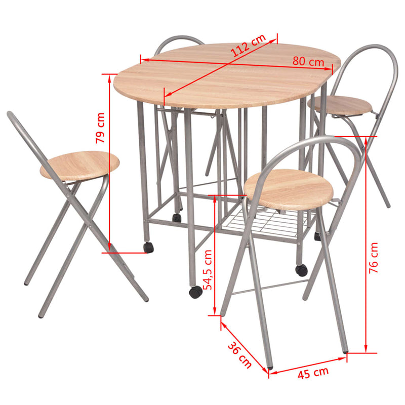 Five Piece Folding Dining Set MDF