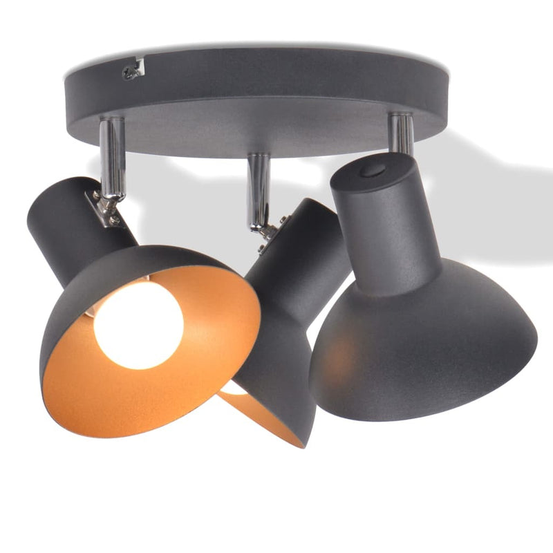 Ceiling Lamp for 3 Bulbs E27 Black and Gold