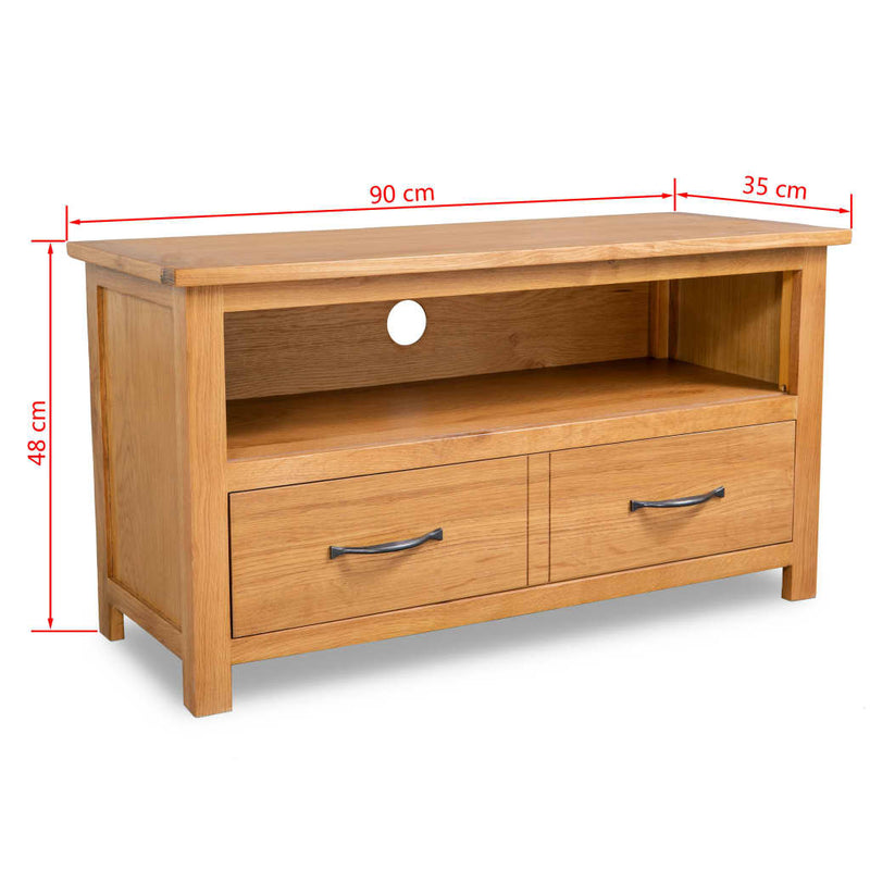 TV Cabinet 90x35x48 cm Solid Oak Wood