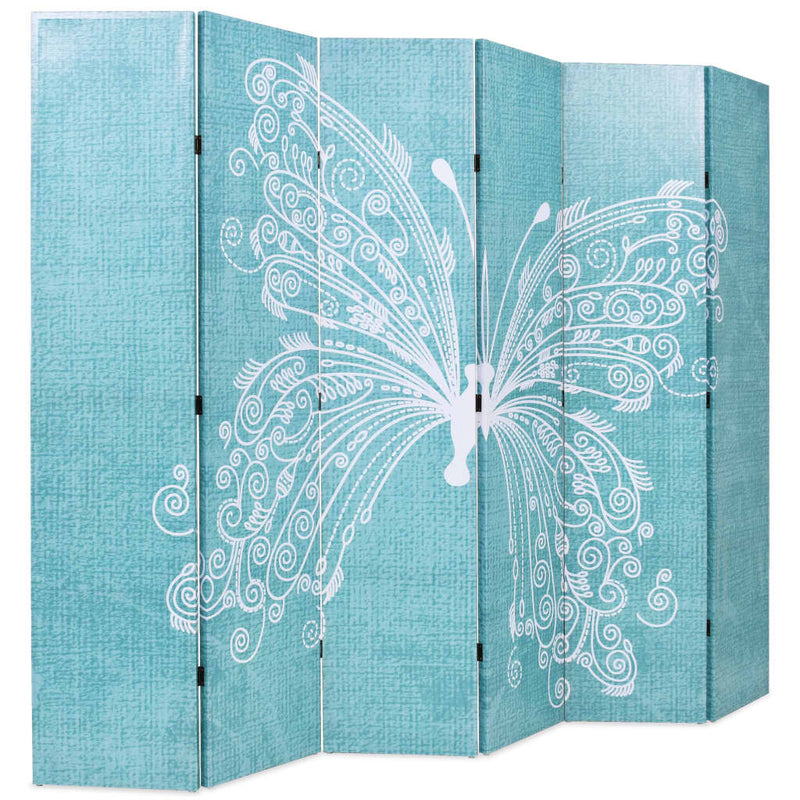 Folding Room Divider 228x170 cm Butterfly Blue