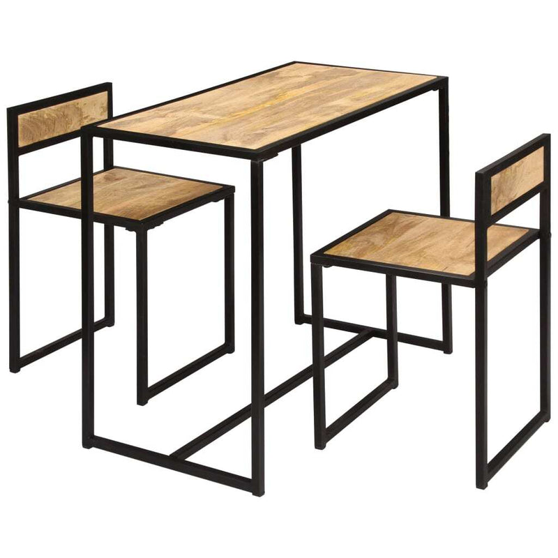 3 Piece Dining Set Solid Mango Wood