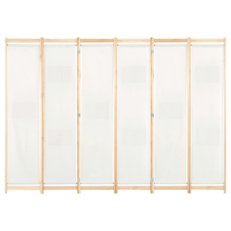 6-Panel Room Divider Cream 240x170x4 cm Fabric