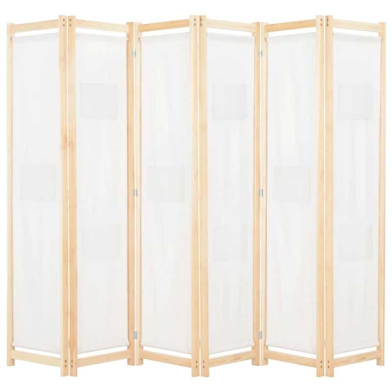 6-Panel Room Divider Cream 240x170x4 cm Fabric