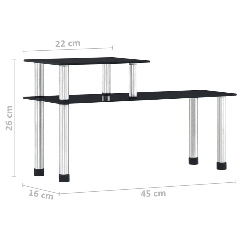 Kitchen Shelf Black 45x16x26 cm Tempered Glass