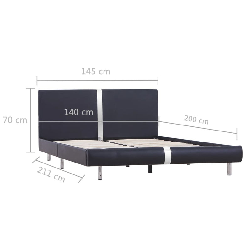 Bed Frame without Mattress Black Faux Leather 135x190 cm Double