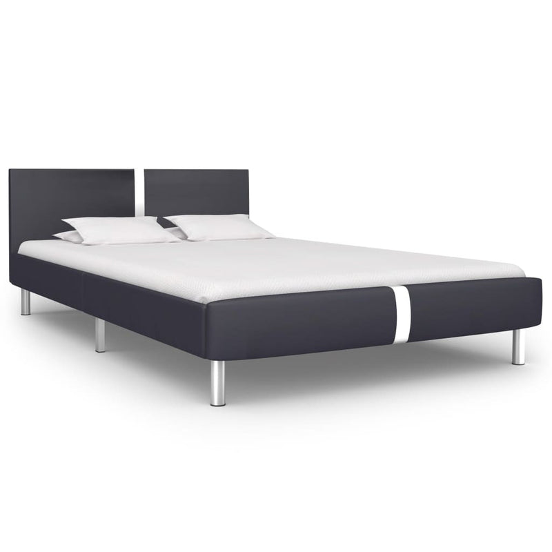 Bed Frame without Mattress Black Faux Leather 135x190 cm Double