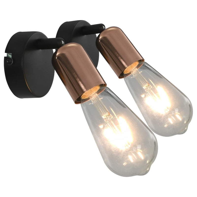 Spot Lights 2 pcs Black and Copper E27