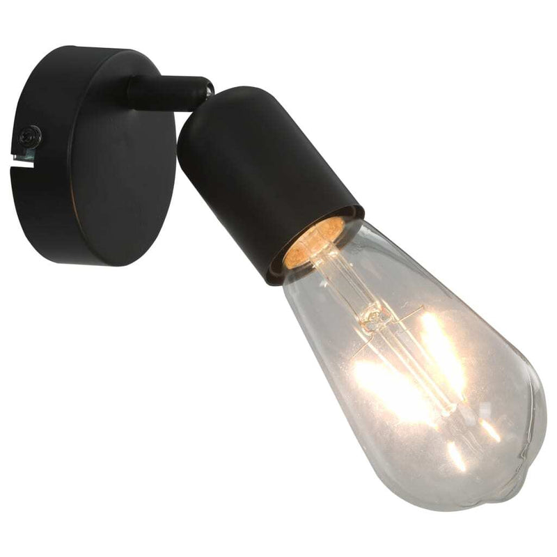 Spot Lights 2 pcs with Filament Bulbs 2 W Black E27