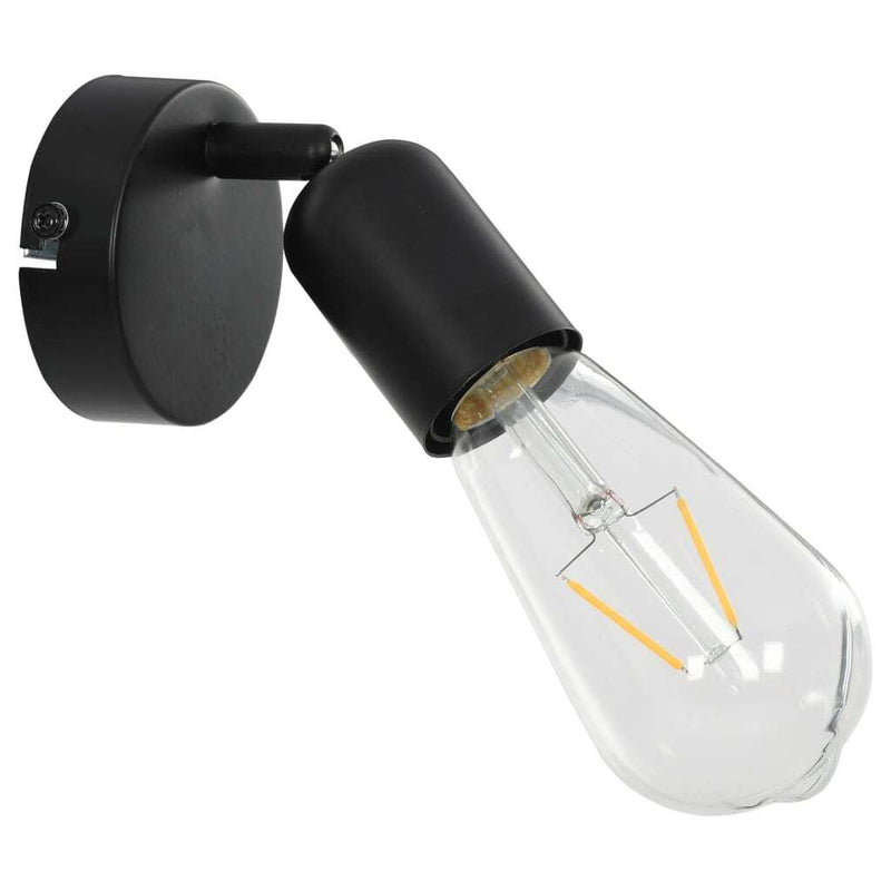 Spot Lights 2 pcs with Filament Bulbs 2 W Black E27