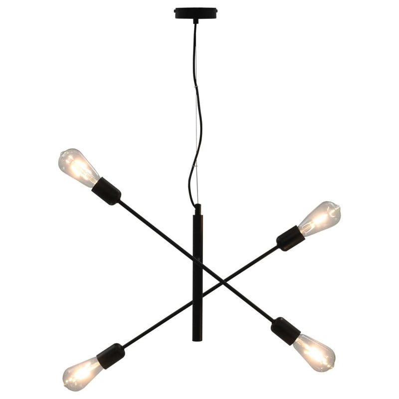 Ceiling Light with Filament Bulbs 2 W Black E27