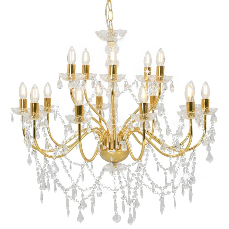 Chandelier 2-layer Golden 15 x E14 Bulbs