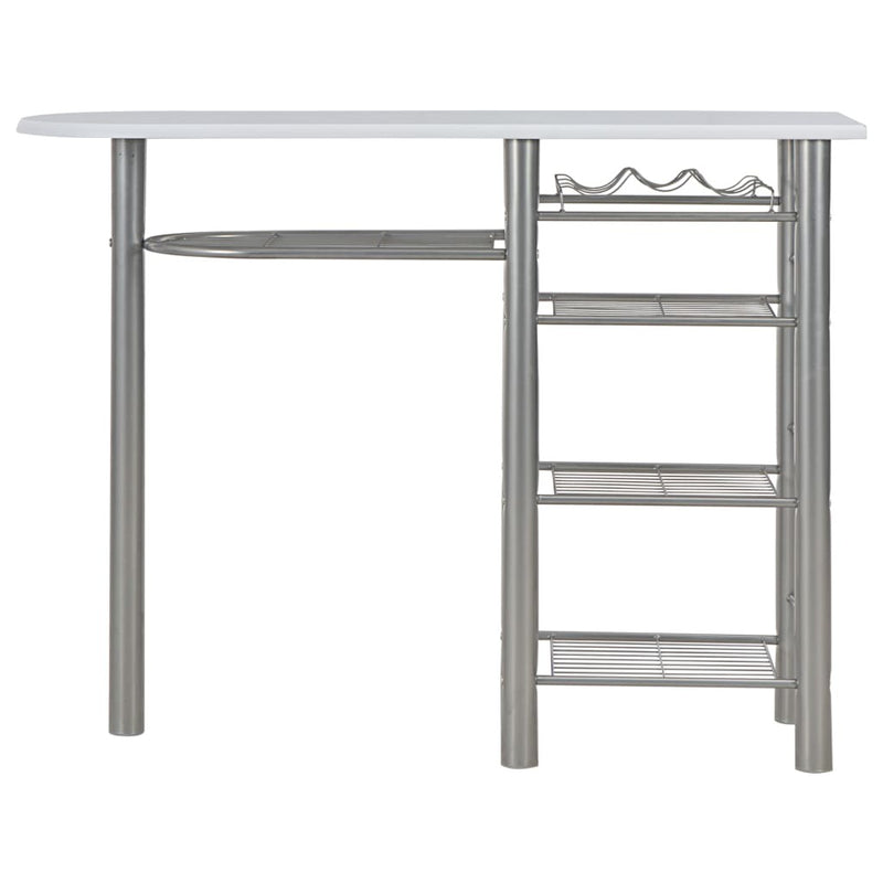 3 Piece Bar Set with Shelves Wood and Steel White