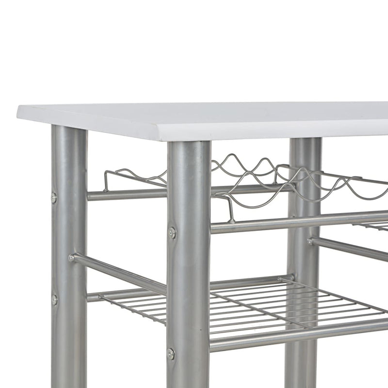 3 Piece Bar Set with Shelves Wood and Steel White