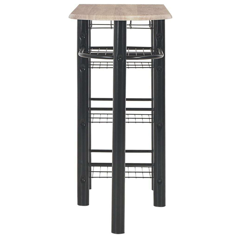 3 Piece Bar Set with Shelves Wood and Steel