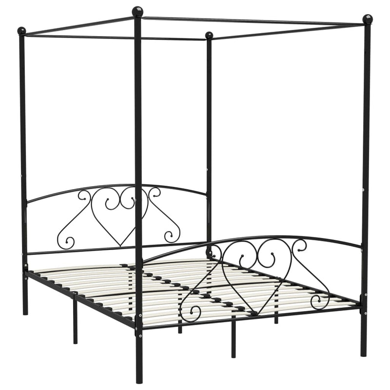 Bed Frame without Mattress with Canopy Black 140x200 cm Metal