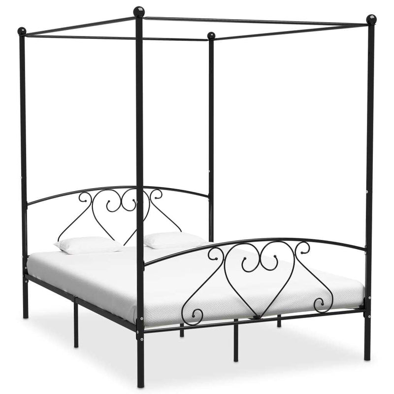 Bed Frame without Mattress with Canopy Black 140x200 cm Metal