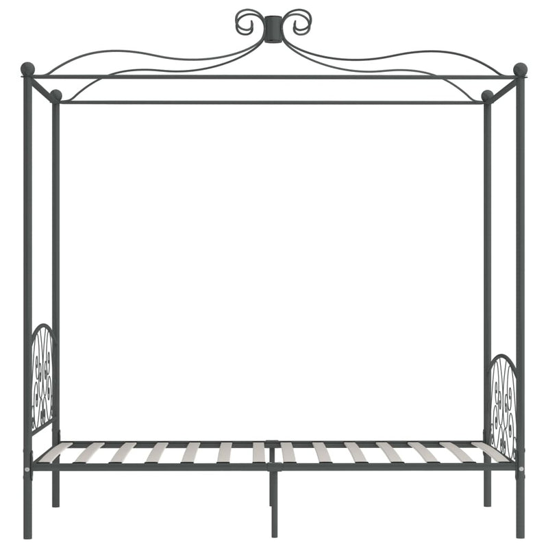 284480  Canopy Bed Frame without Mattress Grey Metal 90x200 cm