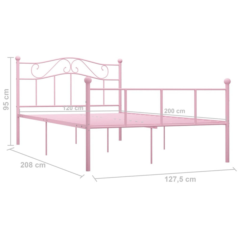 284539  Bed Frame without Mattress Pink Metal 120x200 cm