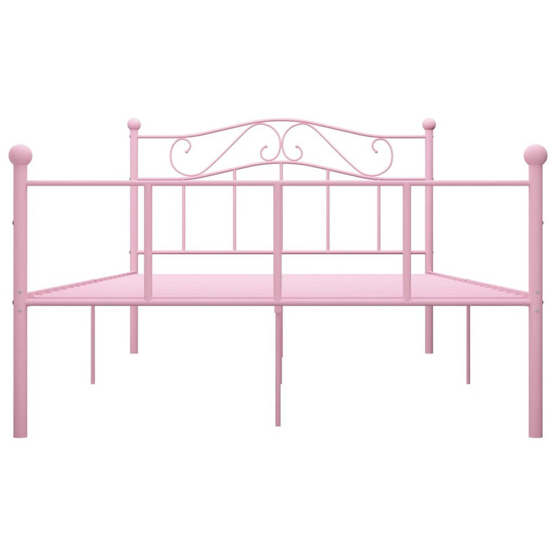 284540  Bed Frame without Mattress Pink Metal 140x200 cm