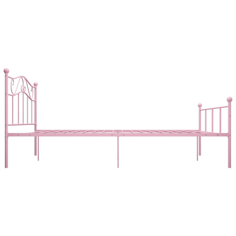 284540  Bed Frame without Mattress Pink Metal 140x200 cm