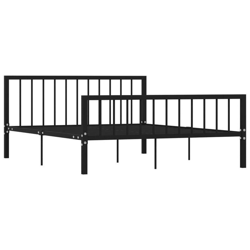 284572  Bed Frame without Mattress Black Metal 160x200 cm