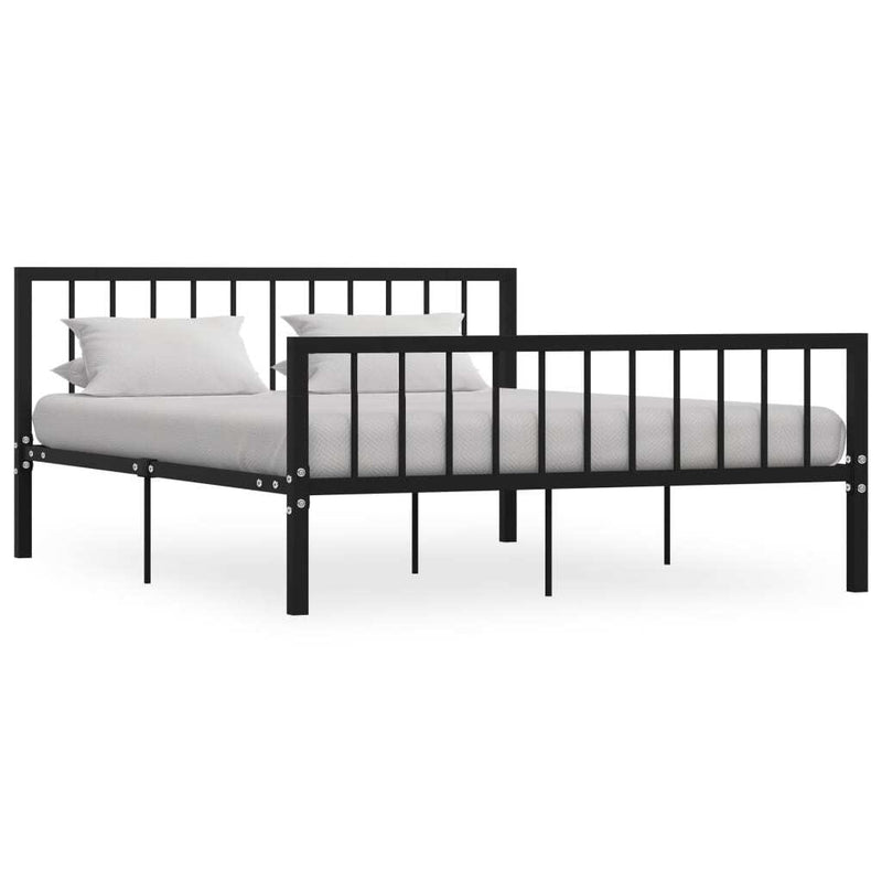 284572  Bed Frame without Mattress Black Metal 160x200 cm