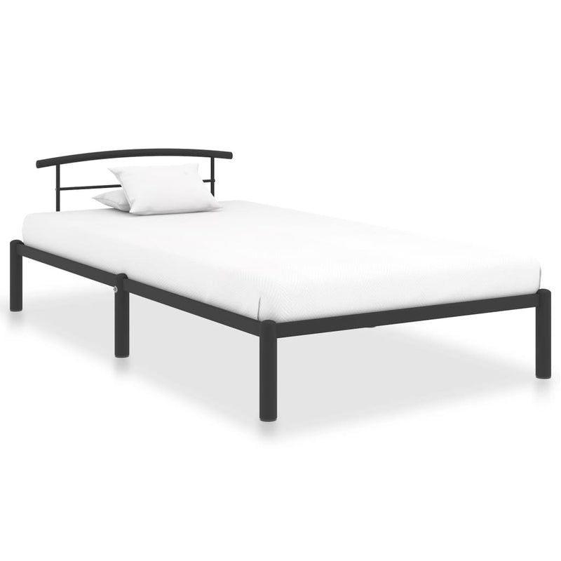 284657  Bed Frame without Mattress Black Metal 100x200 cm