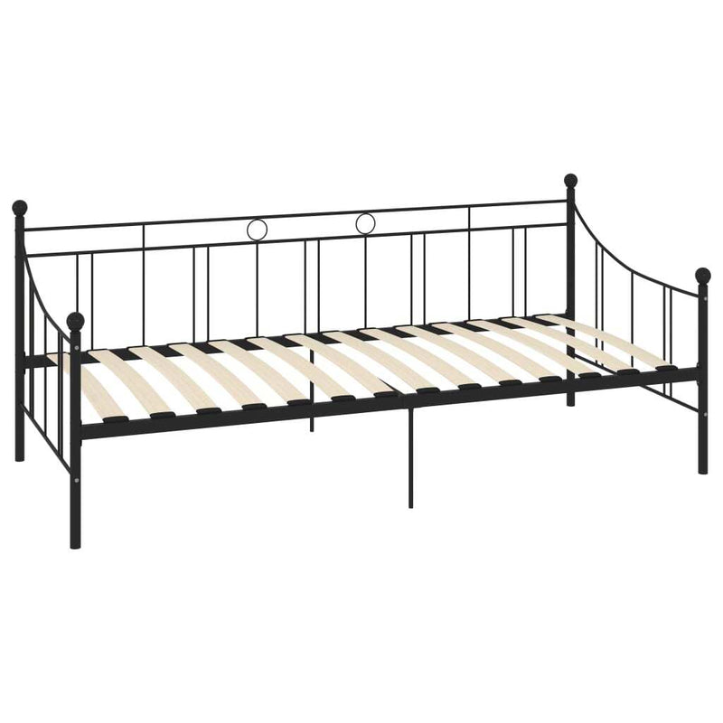 284669  DayBed Frame without Mattress Black Metal 90x200 cm