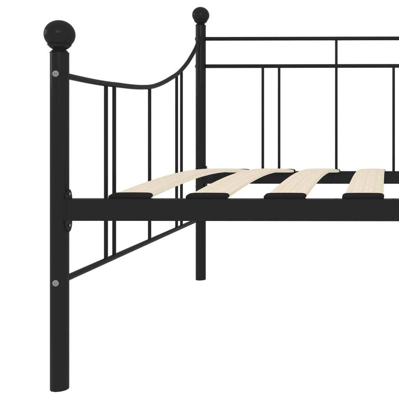 284669  DayBed Frame without Mattress Black Metal 90x200 cm