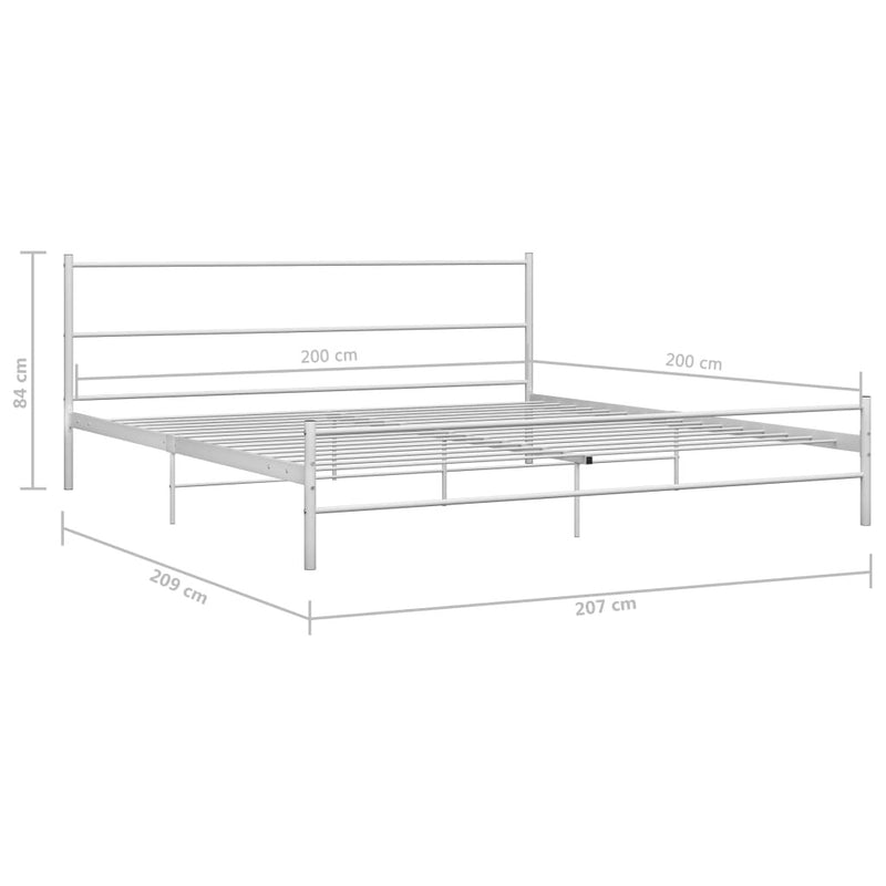 284698  Bed Frame without Mattress White Metal 200x200 cm