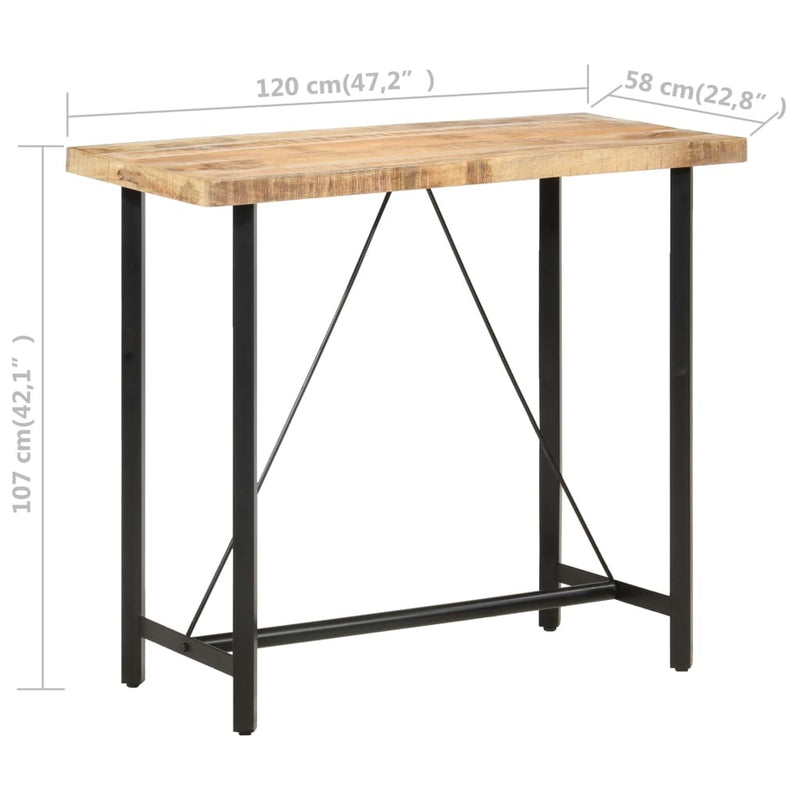 Bar Table 120x58x107 cm Rough Mango Wood