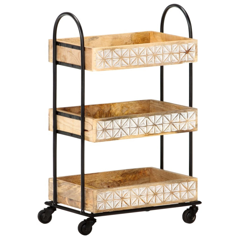 3-Tier Kitchen Trolley 46x30x76 cm Solid Mango Wood