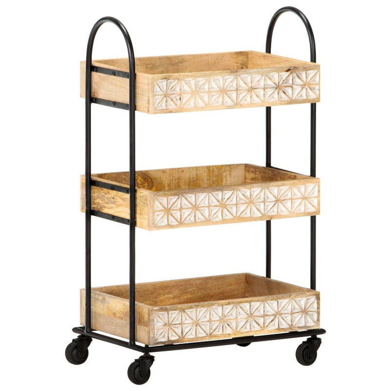 3-Tier Kitchen Trolley 46x30x76 cm Solid Mango Wood